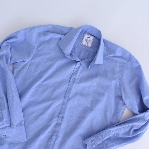 Cavallero Camiceria Slim Fit Button Down  Blue Shirt Size- 39/40 - Picture 12 of 13